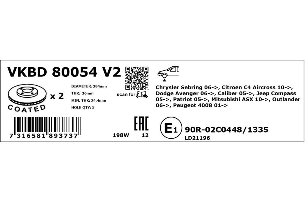 Discos de freno SKF ref. VKBD 80054 V2